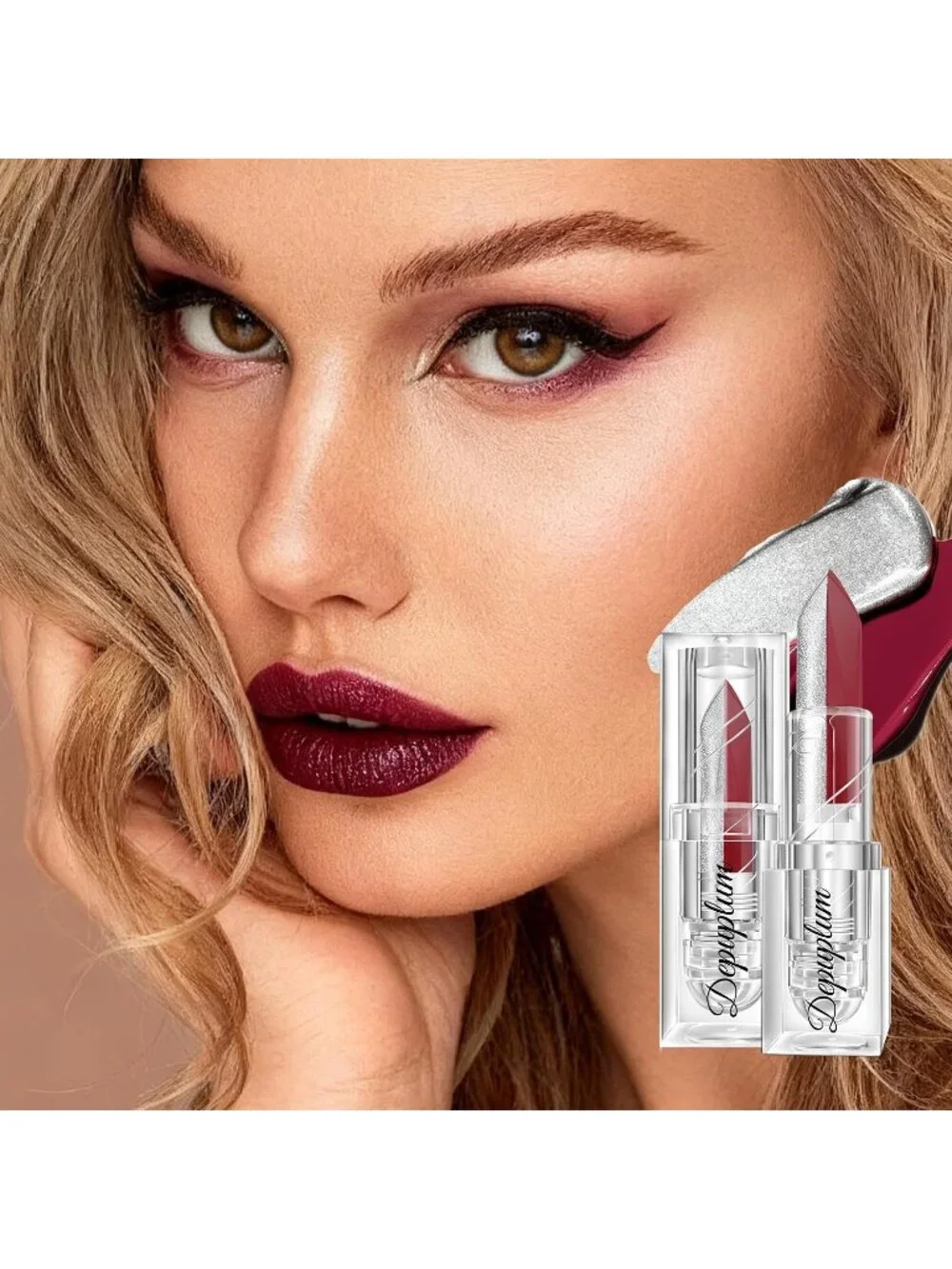 Women's Q9 Dark Red Gradient Matte Lip Liner Combo Long Lasting Lip Stick Pencil